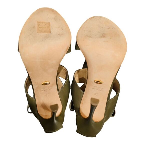 SERGIO ROSSI Olive/Tortoise‎ Sandals Heels - Size 37/7 - Picture 6 of 9